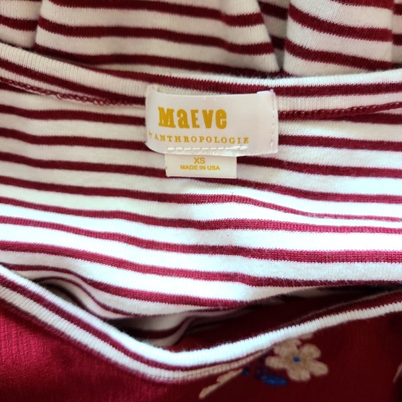 Anthropologie Maeve Floral Striped Top Short Sleeve XS - Picture 6 of 6